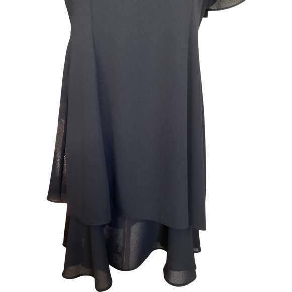 Randi May Collection Womens 10 Dress Black Short Sleeve Pleated Chiffon Overlay - Picture 10 of 10
